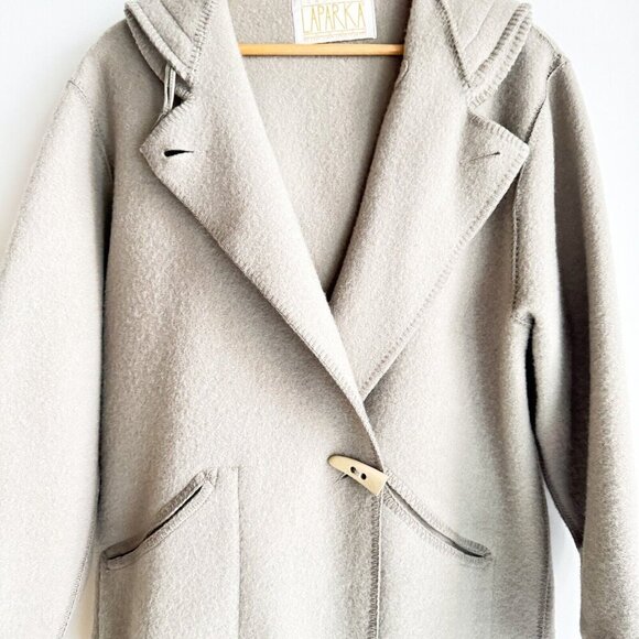 Vintage Linda Lundstrom La Parka Light Grey Classic Wool Short Parka M/L - Picture 4 of 10